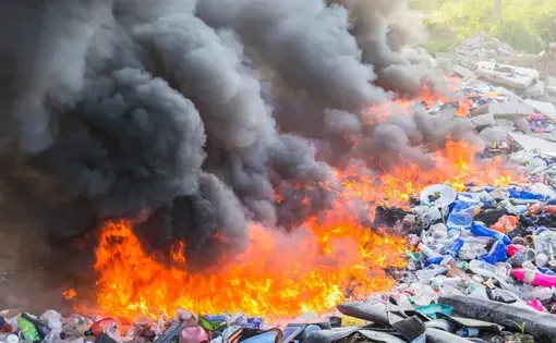 Burning plastic
