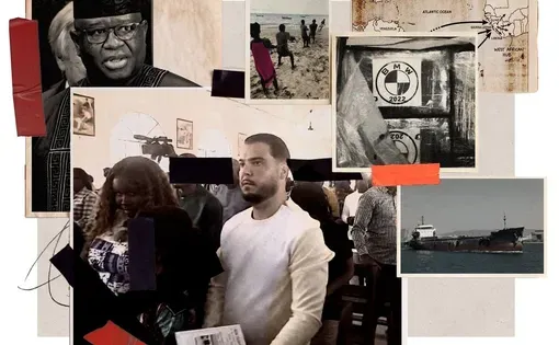 (Top left) Julius Maada Bio, the president of Sierra Leone. (Middle) Jos Leijdekkers attends church alongside Agnes Bio, the president’s daughter, with whom Leijdekkers has fathered a child