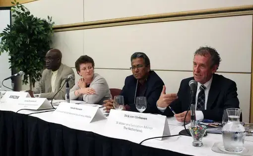 At the launch of the first comprehensive assessment of the water and sanitation sector, an expert panel convened to offer their perspective and answer questions. &amp;nbsp;Photo by Marvin T. Jones &amp;amp; Associates.
