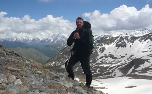 Tom Parfitt during his 2008 travels across the northern flanks of the Greater Caucasus Mountains. Image courtesy of Tom Parfitt.