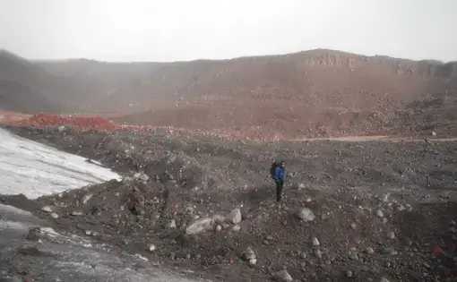 Media file: The rock field left bare by Antisana's retreating glacier..JPG