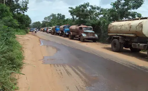 Water tankers waiting to fill up at the Greater Makurdi Water works