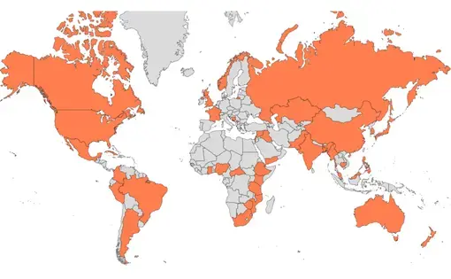 Countries the Pulitzer Center reported from in the first half of 2018. Image by Jin Ding. 