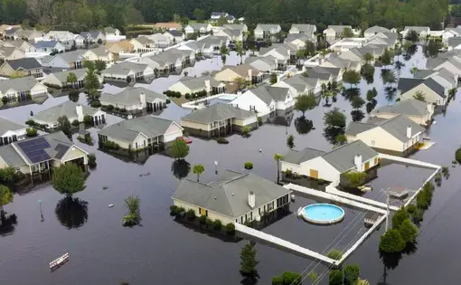 The Red Bluff community flooded along the Waccamaw River and Simpsons Creek under Hurricane Florence’s deluge with entire neighborhoods underwater. Monday, Sept. 24, 2018. Image by Jason Lee. United States, 2018.
