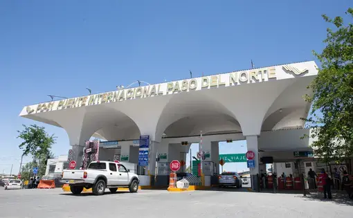 The Paso del Norte Bridge in Ciudad Juárez. Image by Emily Kinskey. Mexico, 2020. The Paso del Norte Bridge in Ciudad Juárez. Image by Emily Kinskey. Mexico, 2020.