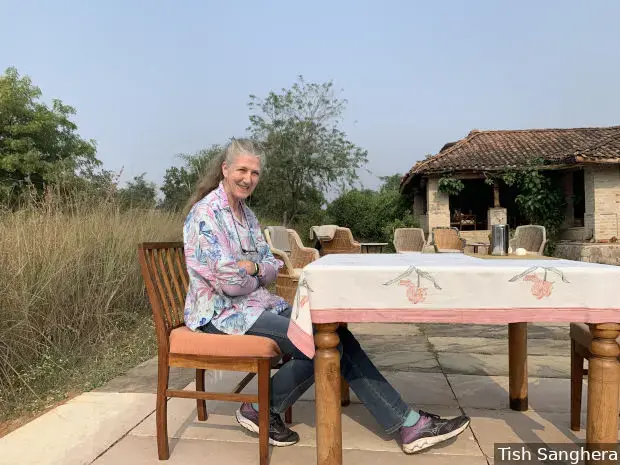 Joanna Van Gruisen, a conservationist and wildlife photographer, at her home in Panna, Madhya Pradesh. She warns the Ken-Betwa Link Project will undo the tiger reintroduction programme’s success, which managed to increase the animal’s numbers in Panna Tiger Reserve from zero in 2008 to around 50 today. Image by Tish Sanghera. India, undated. </p>
<p>