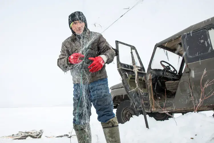 The fishing has improved dramatically over the past few years on the North Aral Sea, indicating restoration efforts are working. Image by Taylor Weidman. Kazakhstan, 2017.