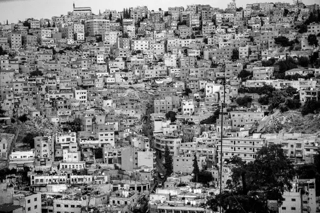 Overlooking Amman, where Médecins Sans Frontières remotely supports clinics in southern Syria. Image by Neil Brandvold. Syria, 2017.