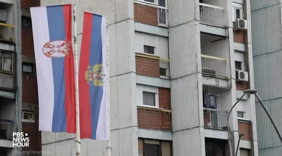 Screenshot from PBS NewsHour. Kosovo, 2018.