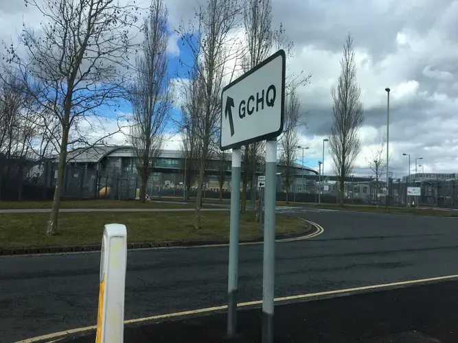 The headquarters of Britain's electronic spying agency, GCHQ, in Cheltenham, Gloucestershire. Image by Matt Kennard. England, 2018.