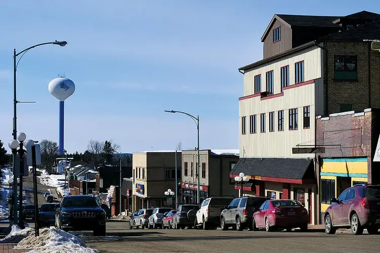 Ely, Minnesota, a town of 3,500 people, is a gateway to the Boundary Waters Canoe Area Wilderness and near the site of a proposed copper-nickel mine. Image by Jack Brook. United States, 2020.<br />
