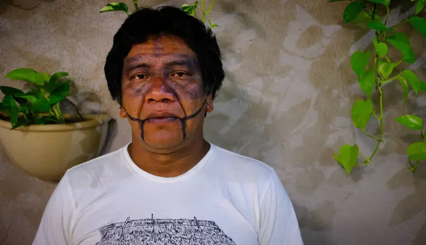 Kayapo leader Dotô Takakire is one of the main critics of the Ferrogrão 'grain train' due to its projected environmental impacts. Image by Heriberto Araújo. Brazil, 2019.