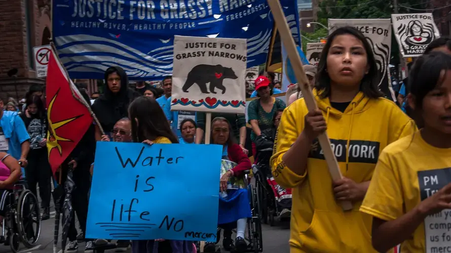 Jenae Turtle and her fellow youths take their place at the front of the march and help to lead their community through Toronto. Canada, 2019. Image by Shelby Gilson.