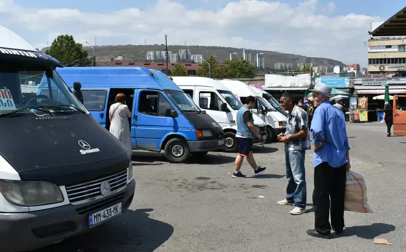 Marshrutka station at Didube in Tbilisi. Image by Kaitlyn Johnson. Georgia, 2019.