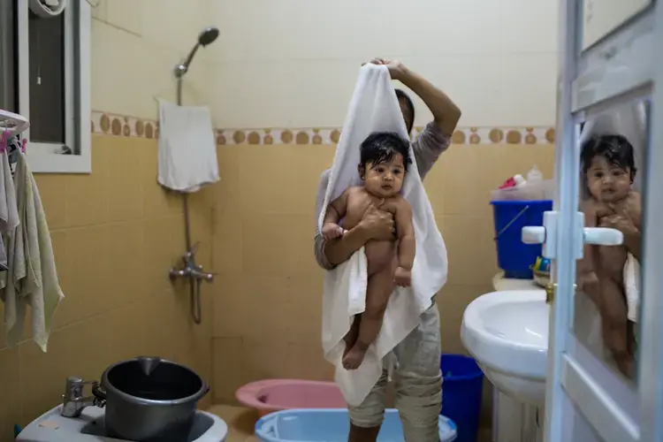 This baby and his mother, along with other women who were mostly domestic workers, were jailed for zina. Image by OM. Qatar, 2017.