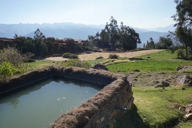 The reservoir at the top of the Oros family's land. Image by Audrey Fromson. Peru, 2019.