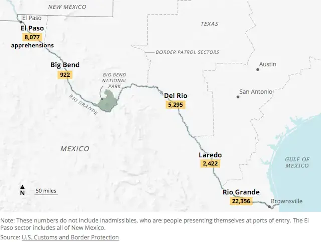 Graphic courtesy of Texas Tribune. United States, 2019.