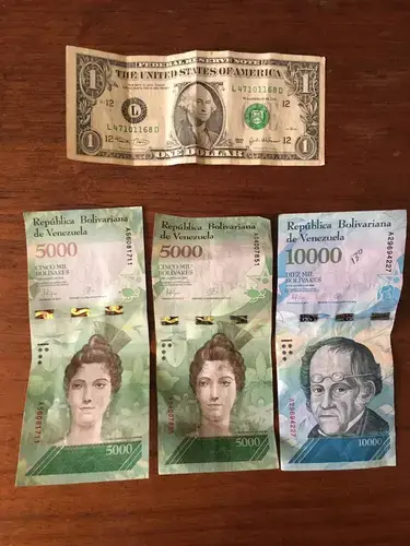 Venezuelan currency’s Bolívar. By Lila Franco. Venezuela, 2017.