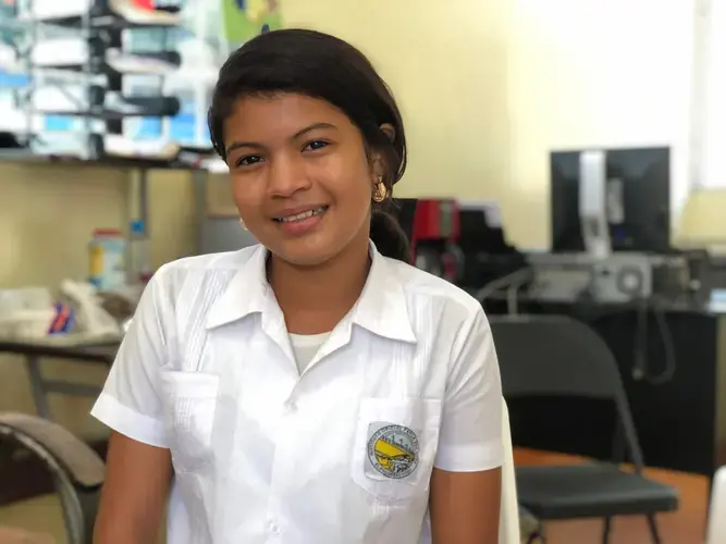 Twelve-year-old Stacyl Mendoza goes to school in El Progreso. Image by Jaime Joyce/TIME for Kids. Honduras, 2019.