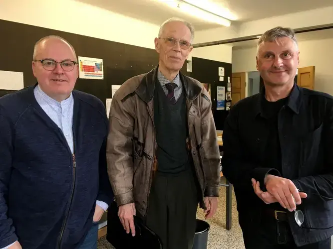 The team behind Orbus et Globus: artist Kristinn Hrafnsson, astronomer Thorsteinn Saemundsson and architect Steve Christer. Image by Amy Martin. Iceland, 2018.