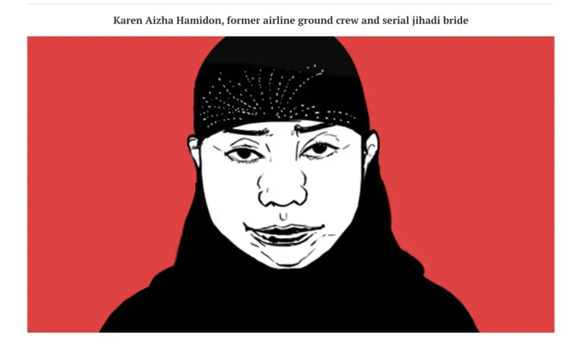 Whether her motives were financial gain or promoting a call to wage jihad or both, former airline ground crew and business process outsourcing employee Karen Hamidon has established herself as an infamously prolific ISIS recruiter. She is now wanted by intelligence agencies in over a dozen countries. Image courtesy of Rappler.