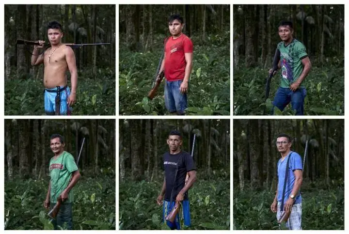 Members of the vigilante group that protects indigenous Maró territory. Brazil, 2019. Image by Pablo Albarenga.