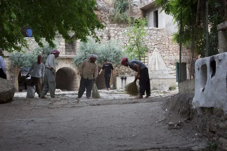 The courtyard of a Yazidi sanctuary in Lalish. Image by Emily Feldman. Iraq, 2015.