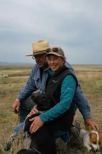 Connie and Craig French own and manage the C Lazy J Ranch in northeastern Montana. They don’t plan to sell their spread to American Prairie Reserve. “We are the best hope to keep this land here,” Connie French said. Image by Claire Harbage. United States, 2019.