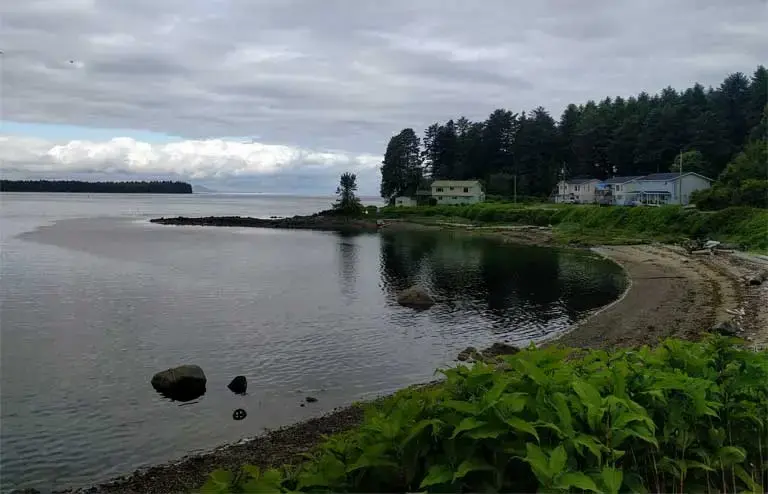 The north end of the village of Lax Kwalaams, near Sampson’s house. Image by Saul Elbein. Canada, 2017.