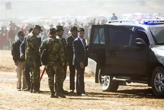 Evo Morales, shown at a rally, has been president for 12 years, the longest unbroken term of any president in Bolivia's tumultuous history. In November, a constitutional court ended term limits, clearing the way for him to run for president again in 2019. Earlier this month, Morales announced three new measures to protect children and adolescents, telling reporters, 'We have to take care of future generations.' Image by Tracey Eaton. Bolivia, 2017.