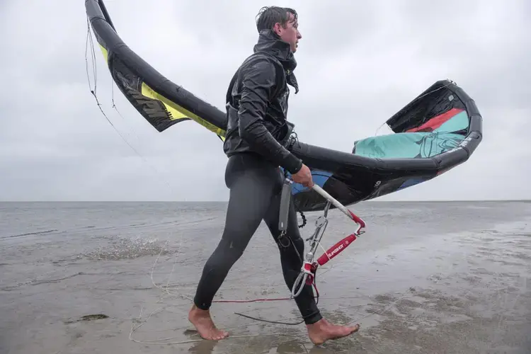 The Zandmotor, or Sand Motor, is popular among kitesurfers as well as traditional surfers. Image by Chris Granger. Netherlands, 2019.