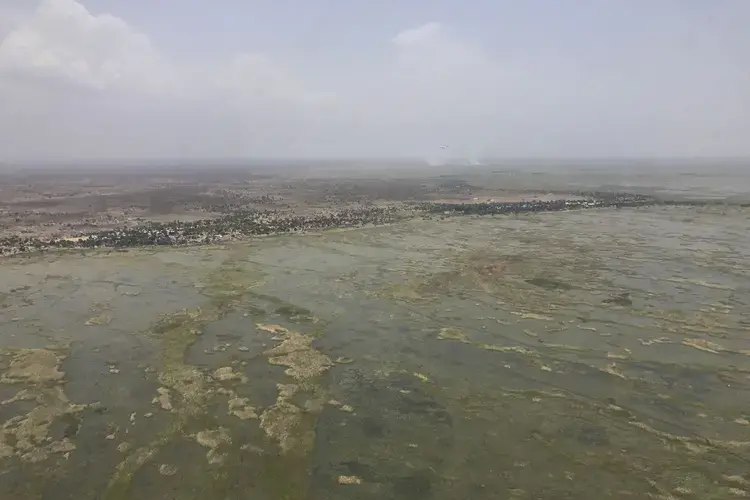 A helicopter view of the swamps in central South Sudan where people hide from government “counterinsurgency” raids. Image by Jane Ferguson. South Sudan, 2017.