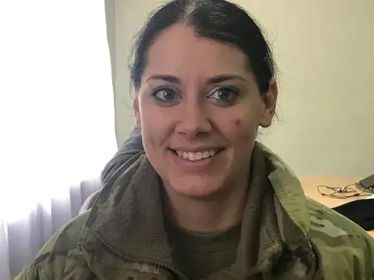 Sgt. Jamie Zimmerman of Markesan is a medic in the Wisconsin National Guard serving a year-long deployment in Ukraine. She's a veterinarian back home. Image by Meg Jones / Milwaukee Journal Sentinel. Ukraine, 2020.