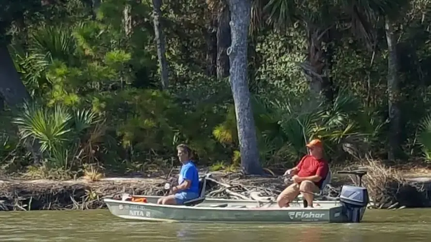 Billy Bailey, who grew up in York County, SC, south of Charlotte, was an avid fisherman. He died in 2017 from exposure to a toxic germ that scientists say is an increasing threat in coastal waters as sea level rises and the earth warms. Bailey is seen here in 2017 while at Edisto Beach, SC. Image courtesy of Karan Gordon. United States, 2017.