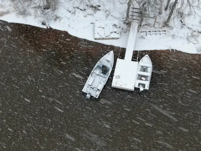 Snow falls on Mud Lake in Labrador. Image by Michael Seamans / The Weather Channel. Canada, 2019.