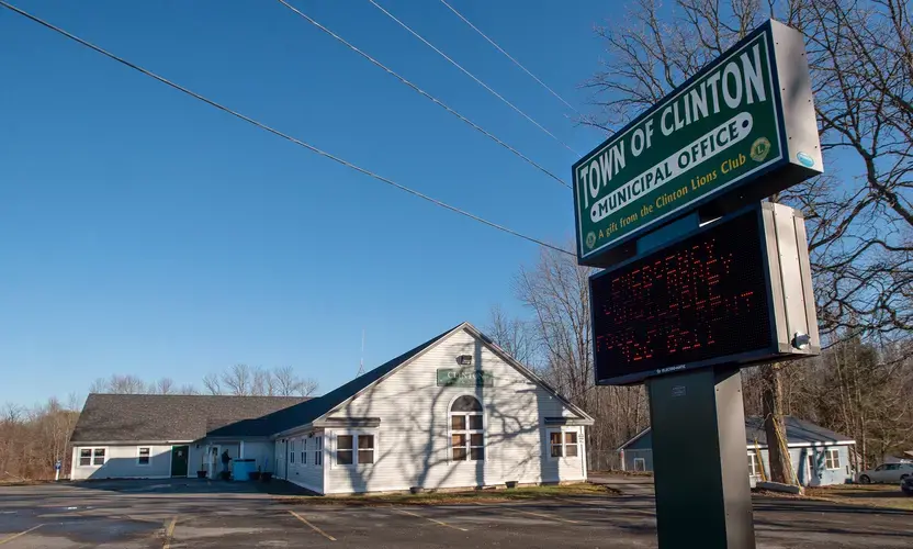 The Clinton municipal building and police department. Image by Linda Coan O'Kresik / BDN. United States, undated.