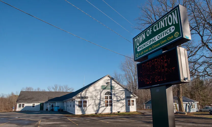 The Clinton municipal building and police department. Image by Linda Coan O'Kresik / BDN. United States, undated.