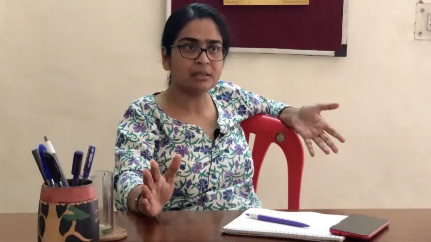 Dithhi Bhattacharya, Director of the Centre for Workers’ Management (CWM), a non-profit organization that advocates for workers’ rights. Image by Pallavi Puri. India, 2019.