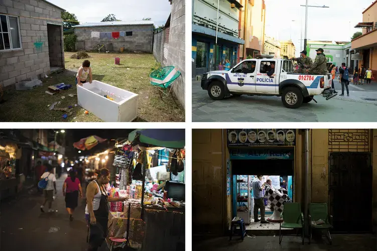 Scenes from San Salvador | The capital of El Salvador is carved up into different gang territories, along with disputed turf, but otherwise, the city is home to the usual markers of urban life: American fast food restaurants, street vendors and a visible police presence. Image by Jose Cabezas. El Salvador, 2018.