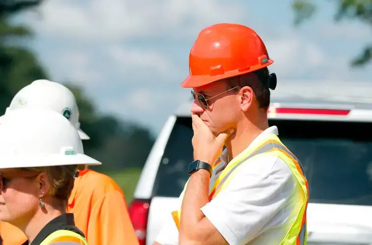 Enviva co-founder Thomas Meth, the executive vice president for sales and marketing, watches as trees are harvested in Wilson County, N.C., Tuesday, Sept. 3, 2019. Image by Ethan Hyman. United States, 2019.