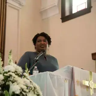 Stacey Abrams speaking at Brown Chapel A.M.E. Church. Image by Brittany Gibson. United States, 2020.