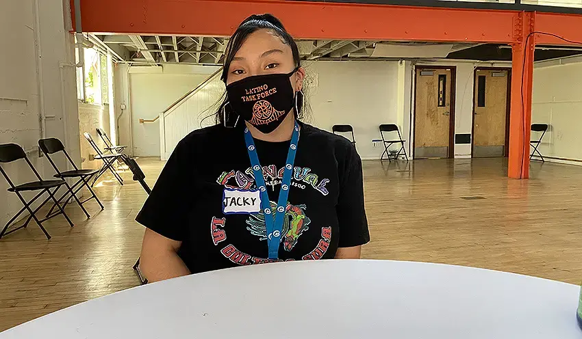 Jacky Carrillo, trainer for the Latino Task Force. Image by Lydia Chávez. United States, 2020.