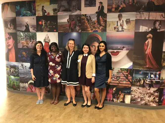Arianne Henry, Kayla Sharpe, Kem Sawyer, Flaviana Sandoval, and Divya Mishra at National Geographic. Image by Molly Roberts. Washington, D.C., 2018.