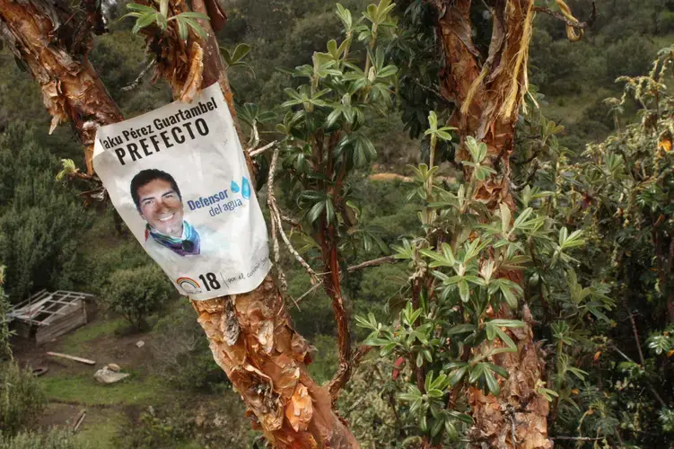 An important part of Pérez’s campaign for regional governor was based on the defense of water and the environment against mining projects Image by Andrés Bermúdez Liévano. Ecuador, 2019.