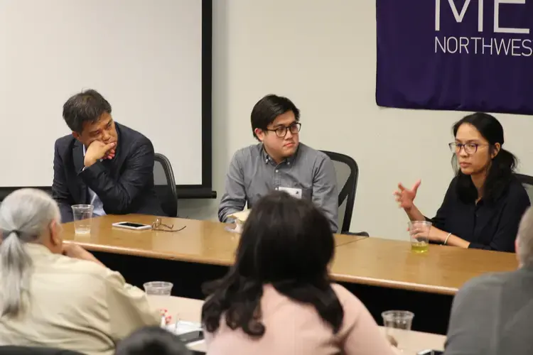 Carlos Conde, Frederico Cruz, and Pat Nabong speaking at Northwestern Medill School of Journalism DC Program. Image by Renzo Downey. United States, 2018.