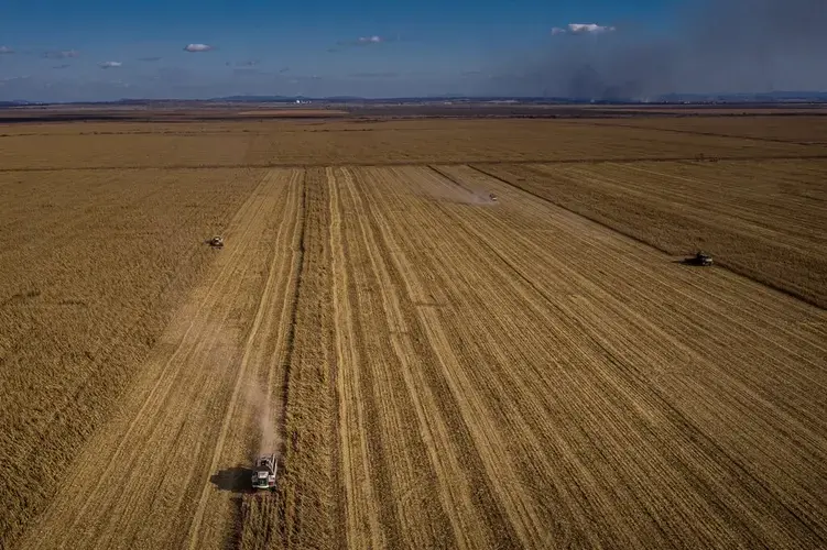 Outside Vladivostok. Rusagro corn harvesters. Image by Sergey Ponomarev. Russia, 2020.</p>
<p>