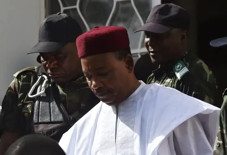 President Mahamadou Issoufou speaks to journalists after voting in Niamey on March 20, 2016. Image by Issouf Sanogo/AFP/Getty Images. Niger, 2016.