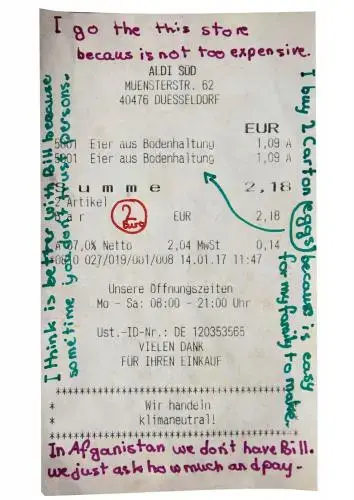 'They give you a bill here after you pay. That's how they know you're telling the truth.' Image by Diana Markosian. Germany, 2017.