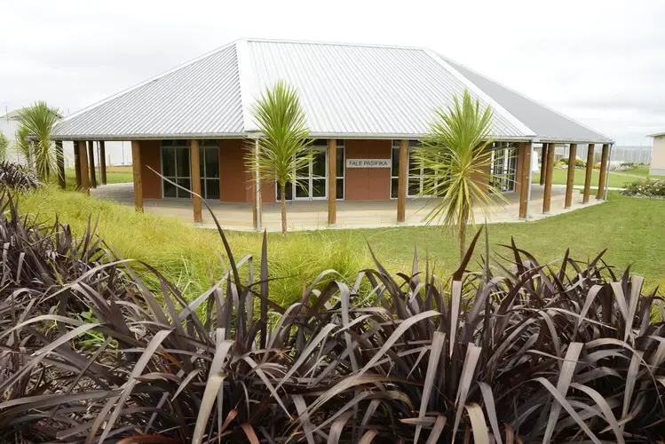 A Pacific communities cultural building, Fale Pasifika, at Auckland South Corrections Facility. Image courtesy of Serco New Zealand. New Zealand, 2018.