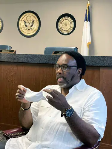 Leroy Johnson, a supervisor in Mississippi’s most impoverished area, Holmes County, says the lack of health-care funding to rural areas made COVID worse in Mississippi. Image by Sarah Warnock / Mississippi Center for Investigative Reporting. United States, undated.